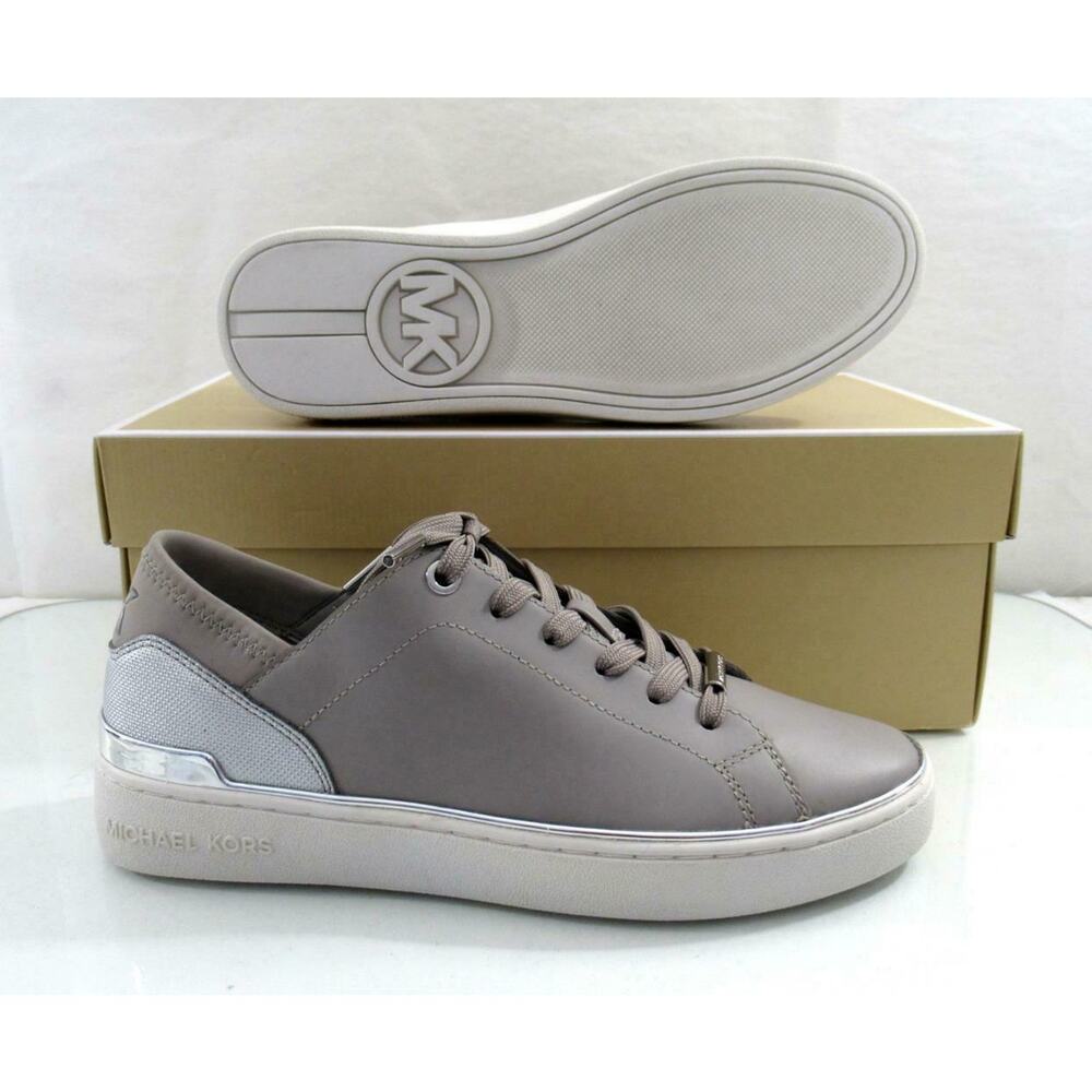 Women's Michael Kors Scout Lace Up Sneaker MK Logo Scuba Pearl Grey Size 6 - Picture 10 of 11